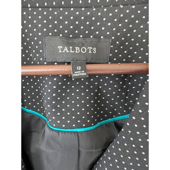 Talbots Womens Black Polka-dot Blazer Size‎ 12 Wool Blend Career Office Corpcore - Picture 4 of 9